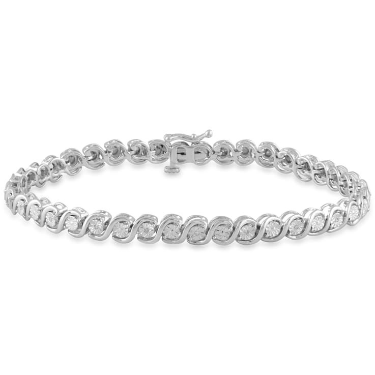 Natural White Diamonds Sterling Silver Tennis Bracelets