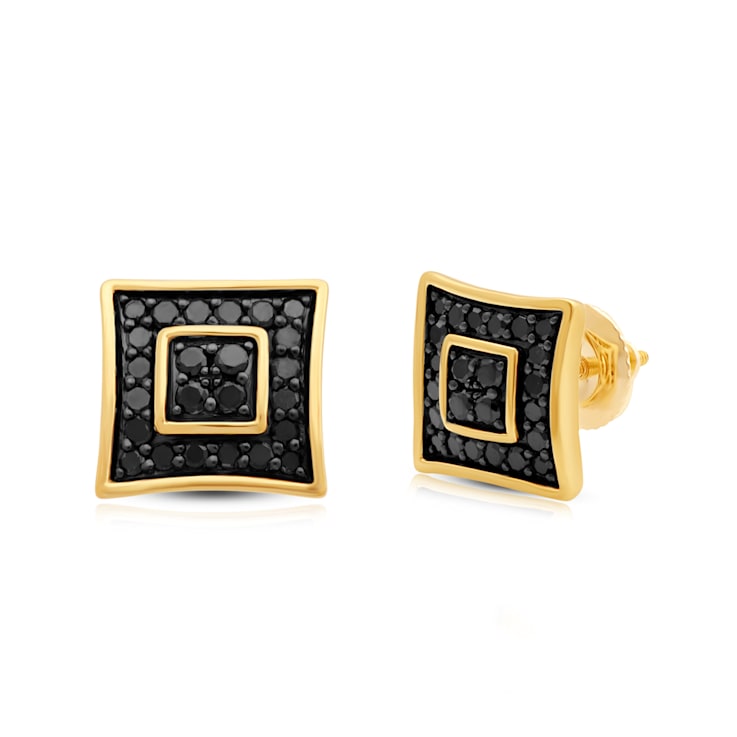 14K Yellow Gold Over Sterling Silver 1/2 Cttw Black Round Diamond Stud
Mens Earrings