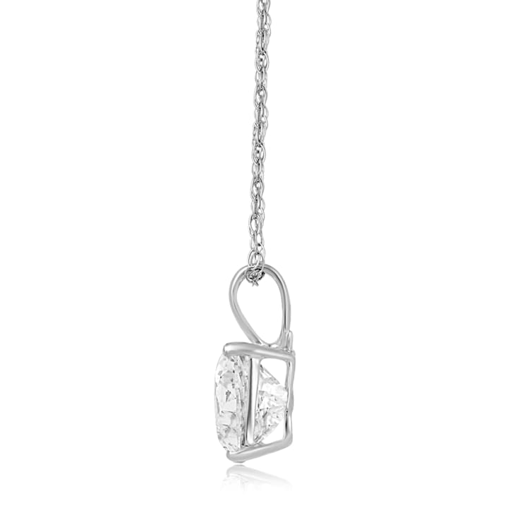 Jewelili 10K White Gold 6mm Princess Cut Cubic Zirconia Solitaire
Pendant with Rope Chain