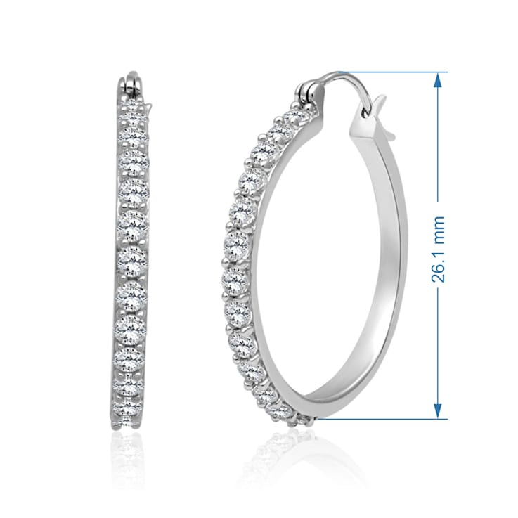 Created White Sapphire Sterling Silver Hoops Earrings 2.08 CTW