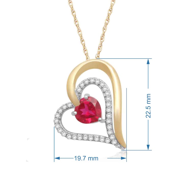 Jewelili Heart Pendant Necklace Pink Sapphire Jewelry in Rose Gold Over Sterling Silver