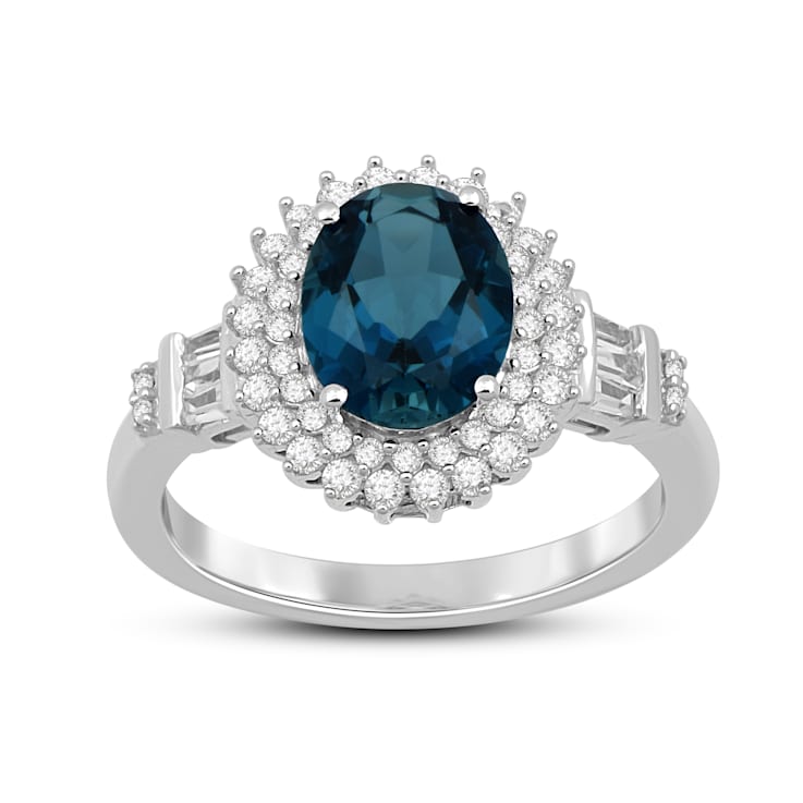 Gold Ring Italo Jewelry Italo Halo Oval Created White Sapphire