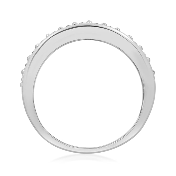 Jewelili Sterling Silver 1/10 ctw Round White Diamond Ring