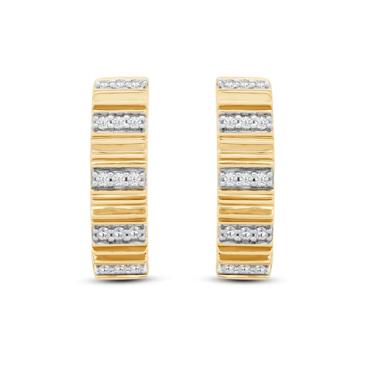 Jewelili Verifine Edra 18KT 2.5 micron over Sterling Silver and 0.15ctw
Diamond Huggie Earrings