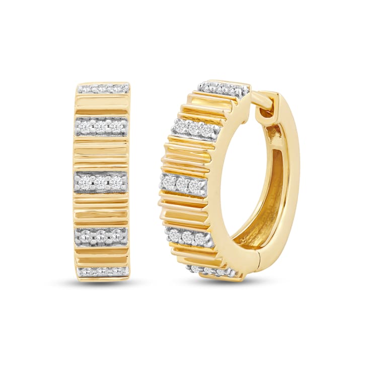 Jewelili Verifine Edra 18KT 2.5 micron over Sterling Silver and 0.15ctw
Diamond Huggie Earrings