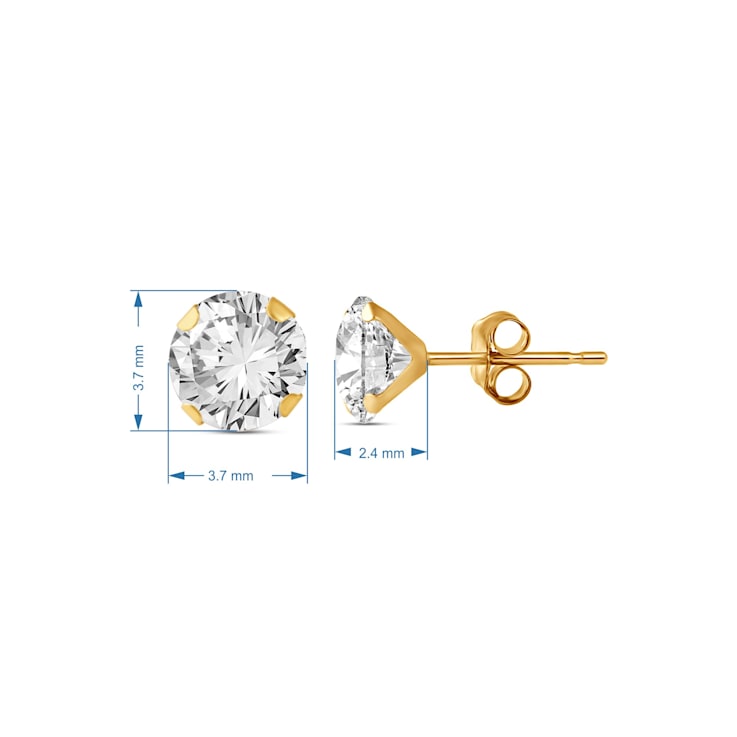 Jewelili 3 Pair Box Set Stud Earrings with White Round Cubic Zirconia in
10K Yellow Gold