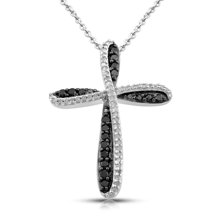 Mens 1/4 ctw Black Diamond Black Stainless Steel Cross Pendant Necklace -  Walmart.com