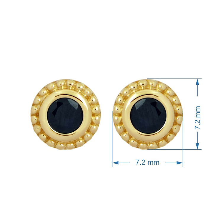 Blue Sapphire 10K Yellow Gold Stud Earrings 0.70 CTW