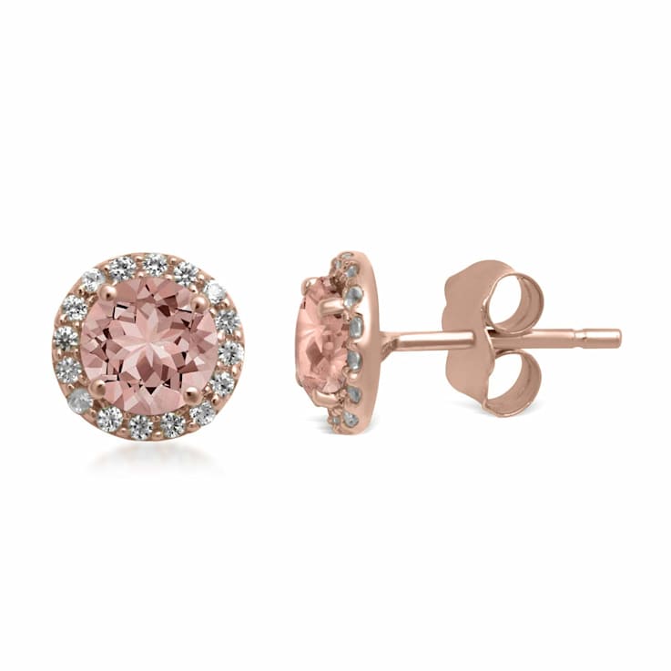 10K Yellow Gold 5 MM Round Morganite and Round Created White Sapphire
Stud Earrings