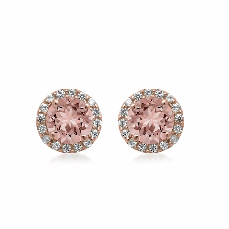 10K Yellow Gold 5 MM Round Morganite and Round Created White Sapphire
Stud Earrings