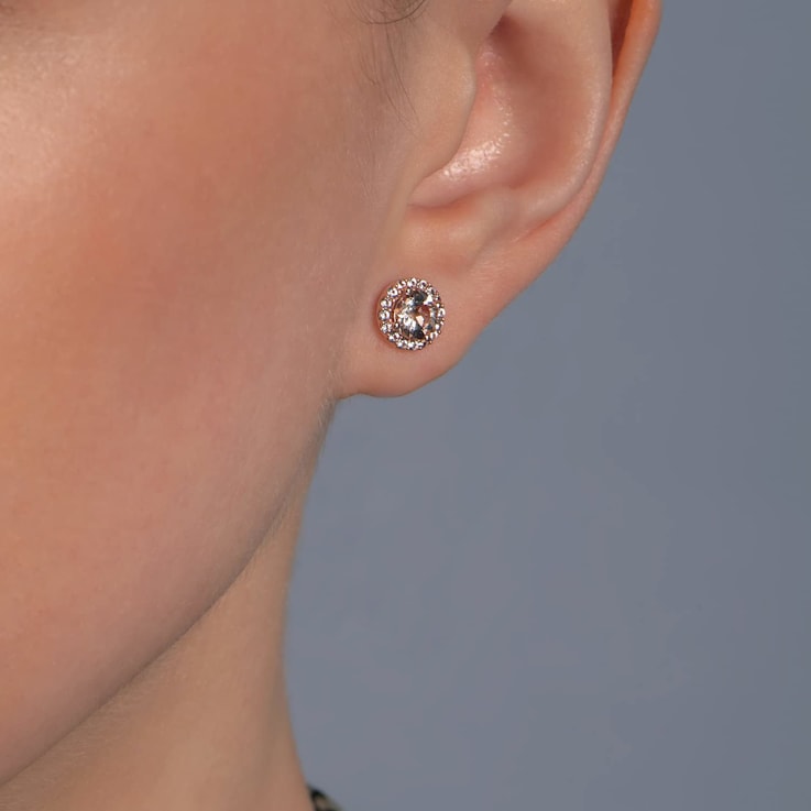 10K Yellow Gold 5 MM Round Morganite and Round Created White Sapphire
Stud Earrings