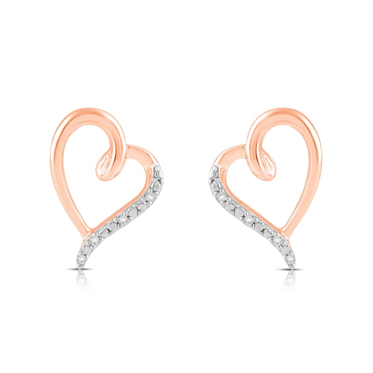 White Diamond 10K Rose Gold Earrings