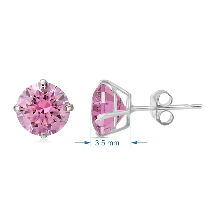 10K Gold 5 MM Round White Cubic Zirconia Stud Earrings