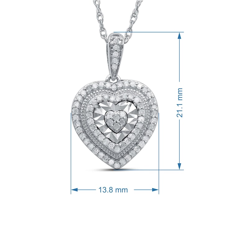 White Diamond Sterling Silver Heart Pendant 0.33 CTW
