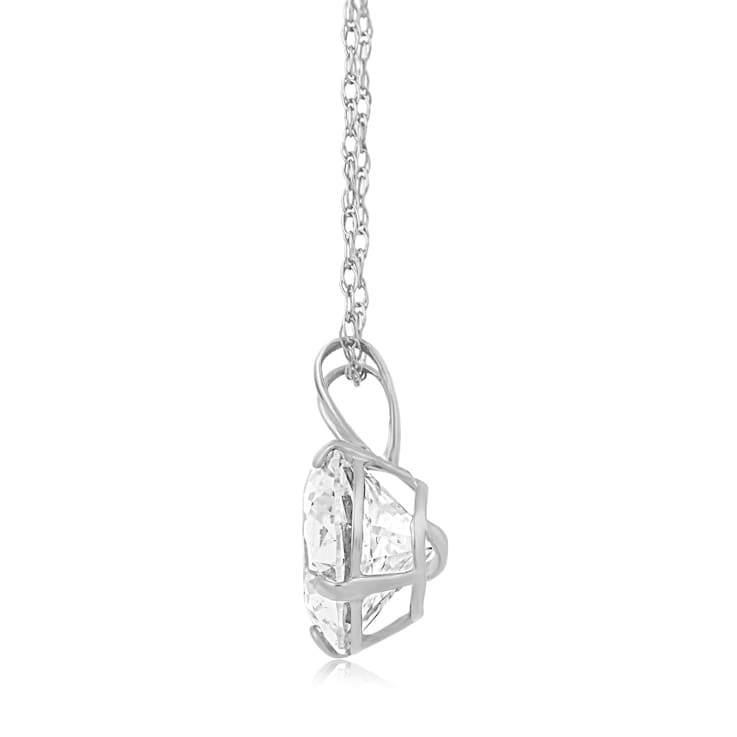 Jewelili 10K White Gold 8mm Round Cubic Zirconia Solitaire Pendant with
Rope Chain