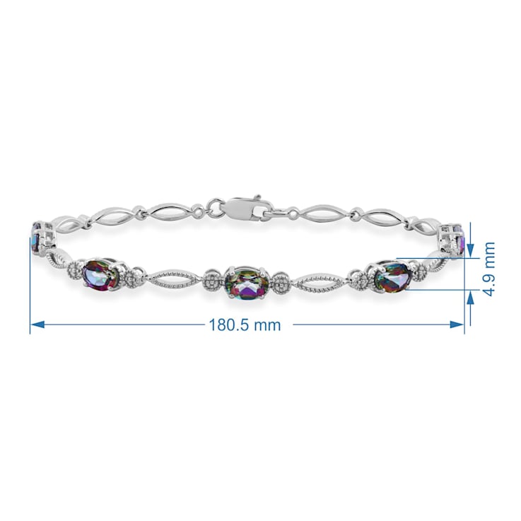 Jewelili Sterling Silver 7X5 MM Oval Shape Simulated Mystic Topaz
Bracelet, 7.5"