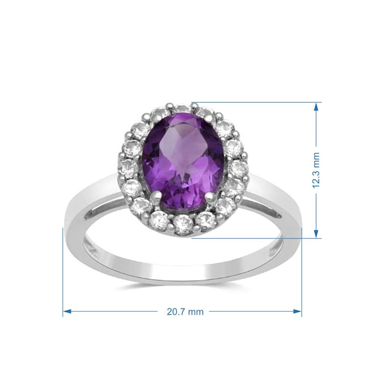 Jewelili Sterling Silver Amethyst and Created White Sapphire Earrings,
Pendant and Ring Box Set