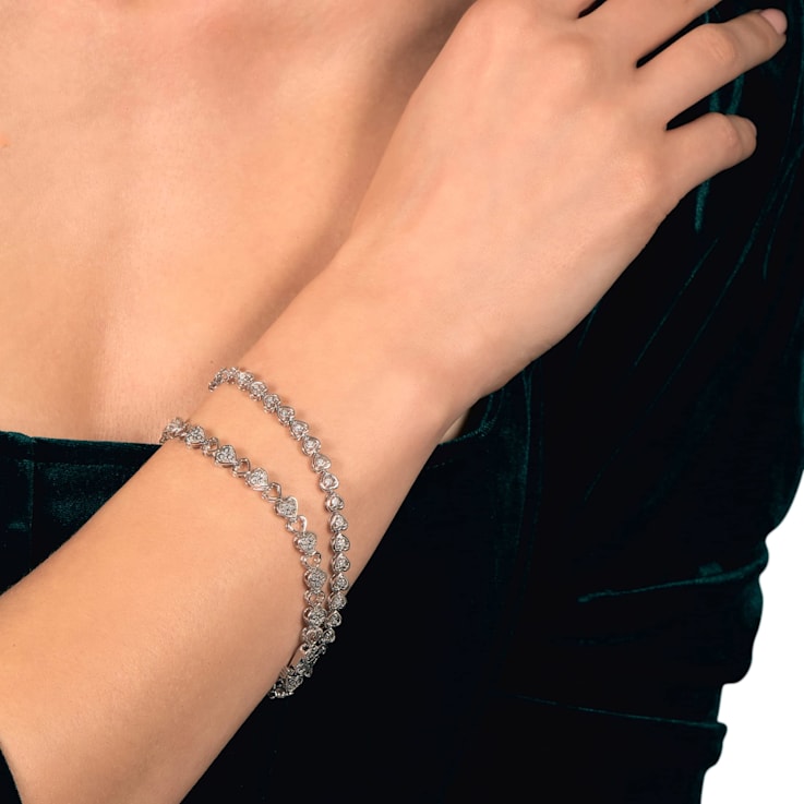 Jewelili Diamond Bracelet in Sterling Silver Jewelry