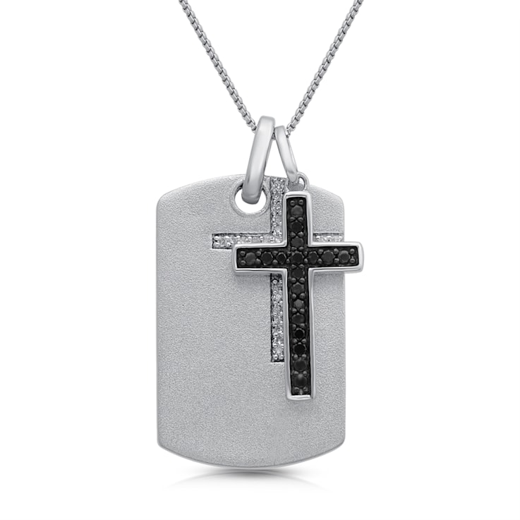 Jewelili Sterling Silver 1 5 Ctw Black and White Diamond Mens Dog