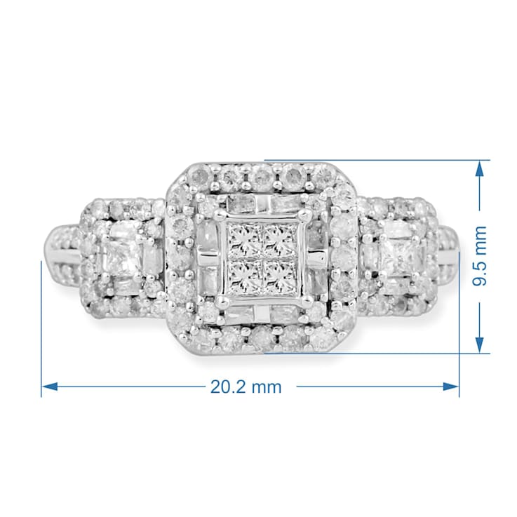 White Diamond 10K White Gold Engagement Ring 1.00Ctw.