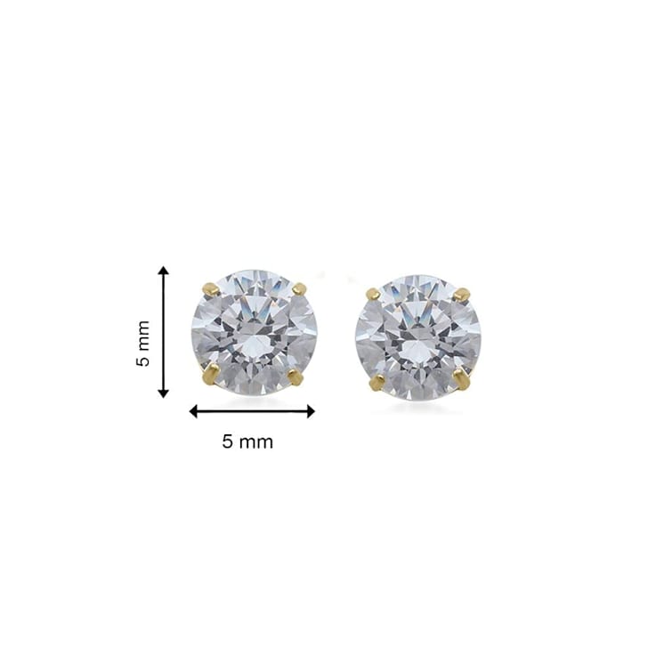 5mm Cubic Zirconia Stud Earrings in 10K Gold