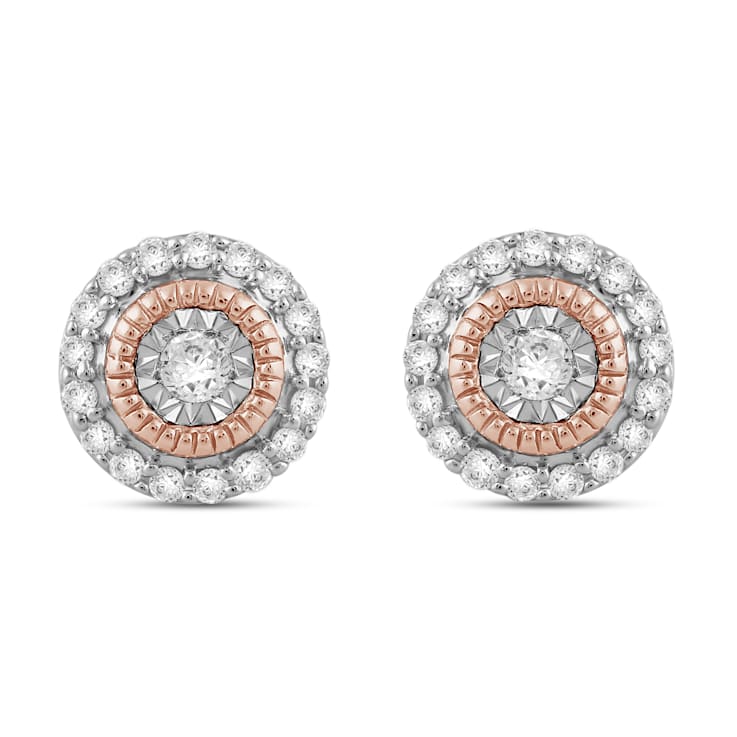 Natural White Diamond 14K Rose Gold Over Sterling Silver Stud Earrings
0.25 CTW