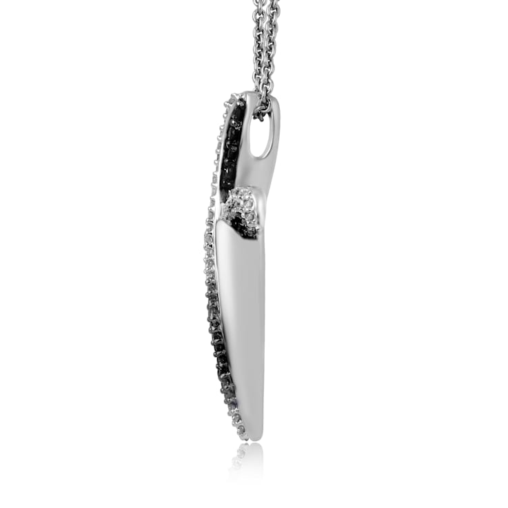 White and Black Diamond Sterling Silver Cross Pendant 0.33CTW