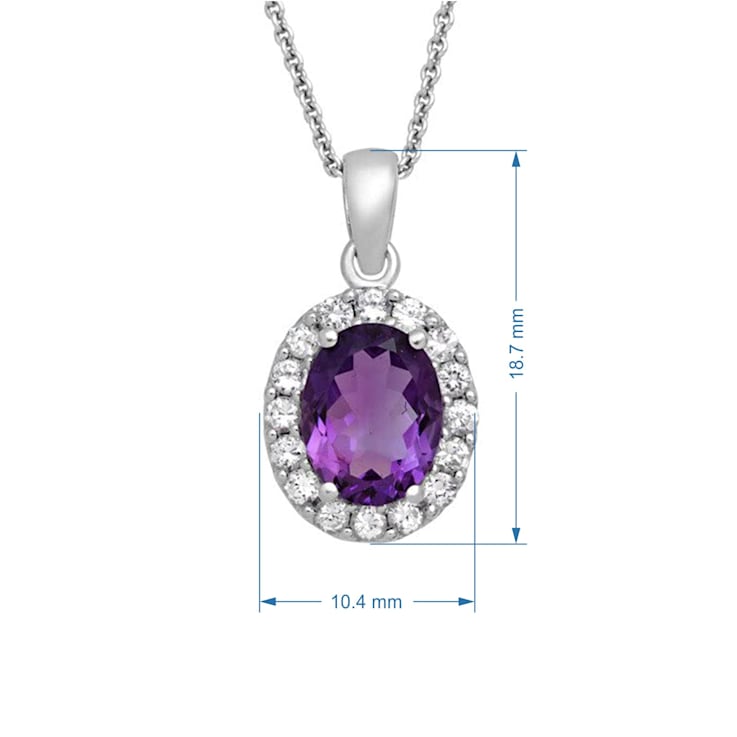 Jewelili Sterling Silver Amethyst and Created White Sapphire Earrings,
Pendant and Ring Box Set