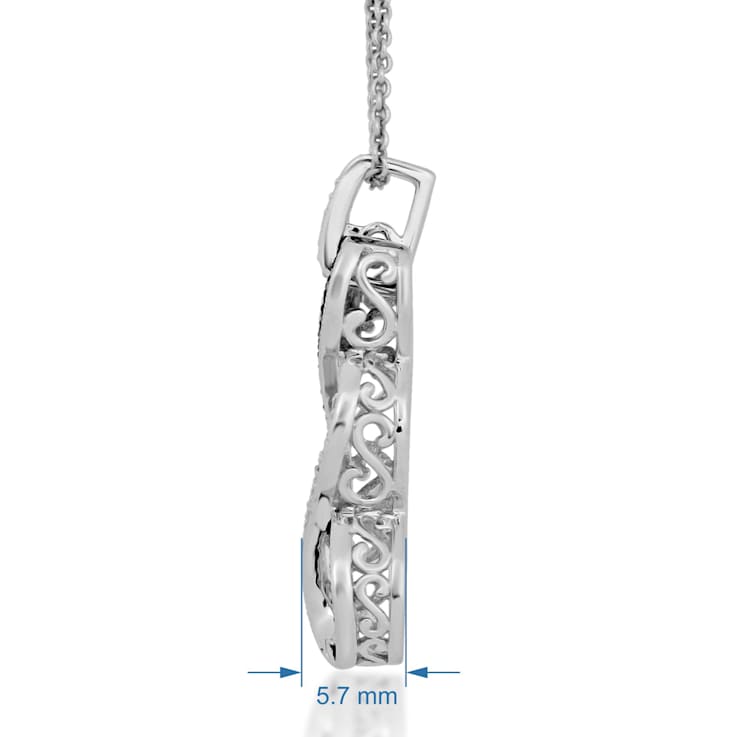 Jewelili Sterling Silver Treated Blue and White Diamond Twist Pendant,
18" Rolo Chain