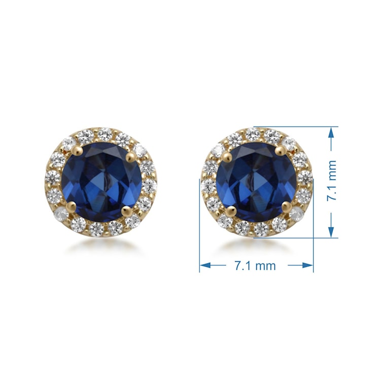 10K Yellow Gold 5 MM Round Lab Created Sapphire and Round Created White
Sapphire Stud Earrings