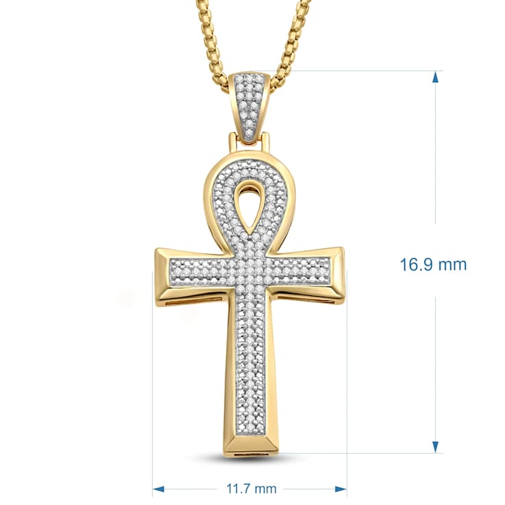White Diamond 14K Yellow Gold Over Sterling Silver Men's Cross Pendant
0.50 CTW