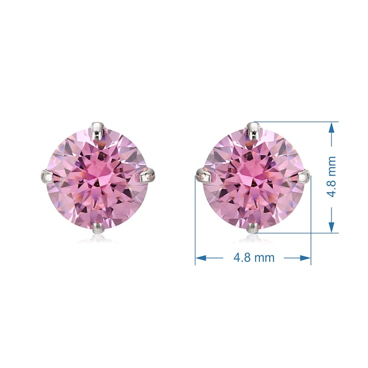 10K Gold 5 MM Round White Cubic Zirconia Stud Earrings