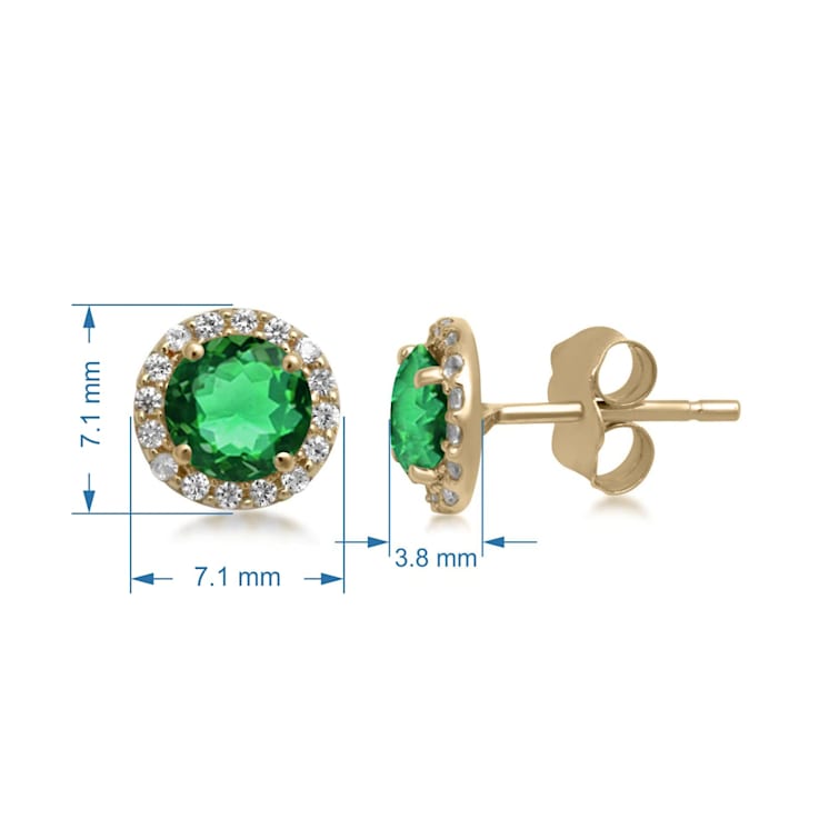 10K Yellow Gold 5 MM Round Lab Created Emerald and Round Created White
Sapphire Stud Earrings