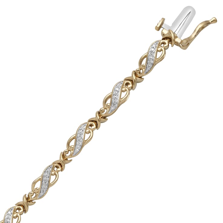 Natural White Round Diamond 14K Yellow Gold Over Sterling Silver  Link
Bracelet 0.25 CTW