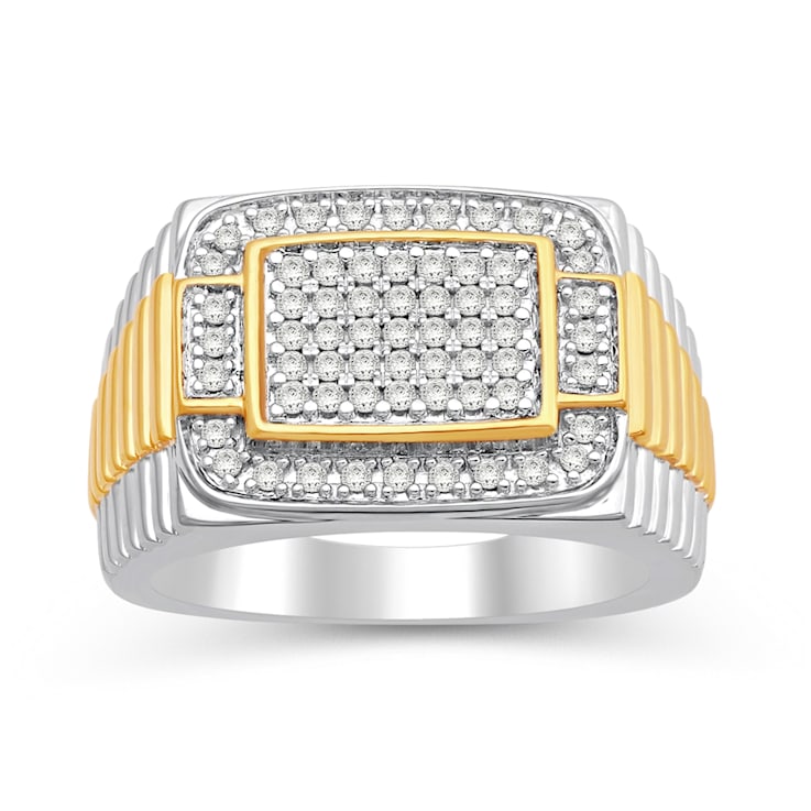 Natural White Diamond 14K Yellow Gold Over Sterling Silver Men's Ring
0.50 CTW