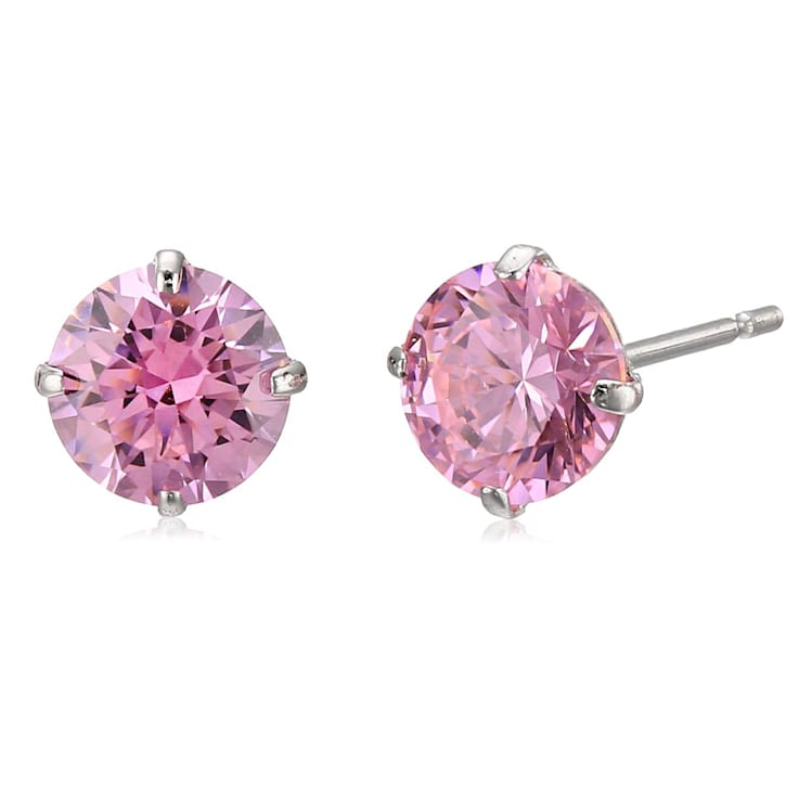 10K Gold 5 MM Round White Cubic Zirconia Stud Earrings