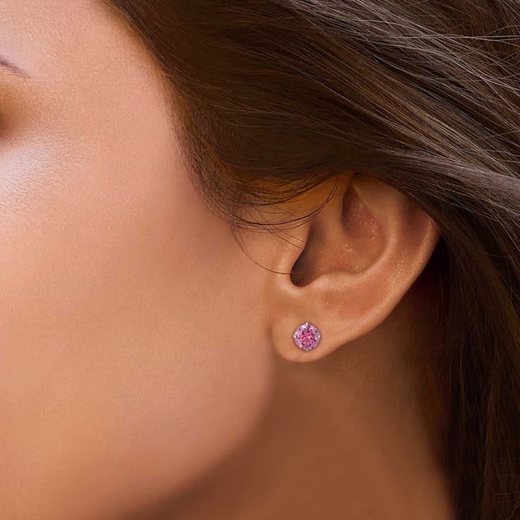 10K Gold 5 MM Round White Cubic Zirconia Stud Earrings