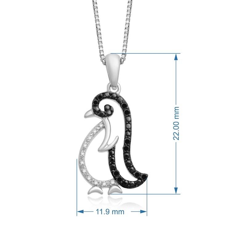 Sterling Silver Black And White Diamond Penguin Pendant Necklace Sterling Silver Black And White Diamond Penguin Pendant Necklace