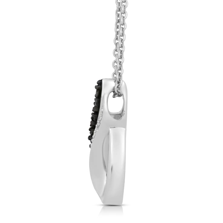 Jewelili Sterling Silver Black and White Round Diamond Drop Pendant with
Rolo Chain