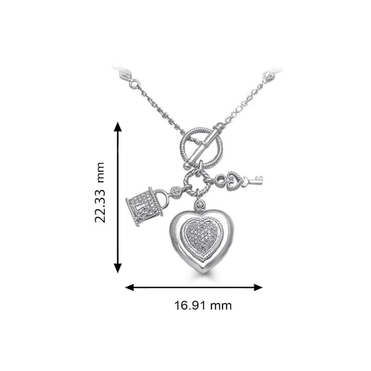 1/6 Carat Round Cut White Natural Diamond Heart-Shaped Lock Charm