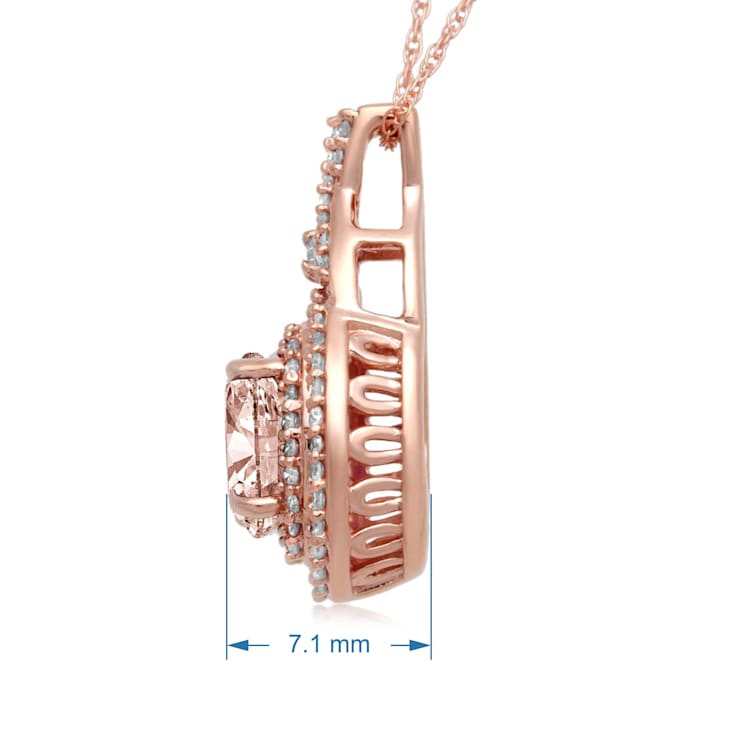 Jewelili 10K Rose Gold Morganite and White Diamond Halo Pendant with
Rope Chain