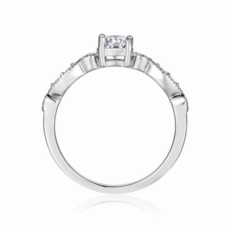 Moissanite Ring with Moissanite Accents in Sterling Silver