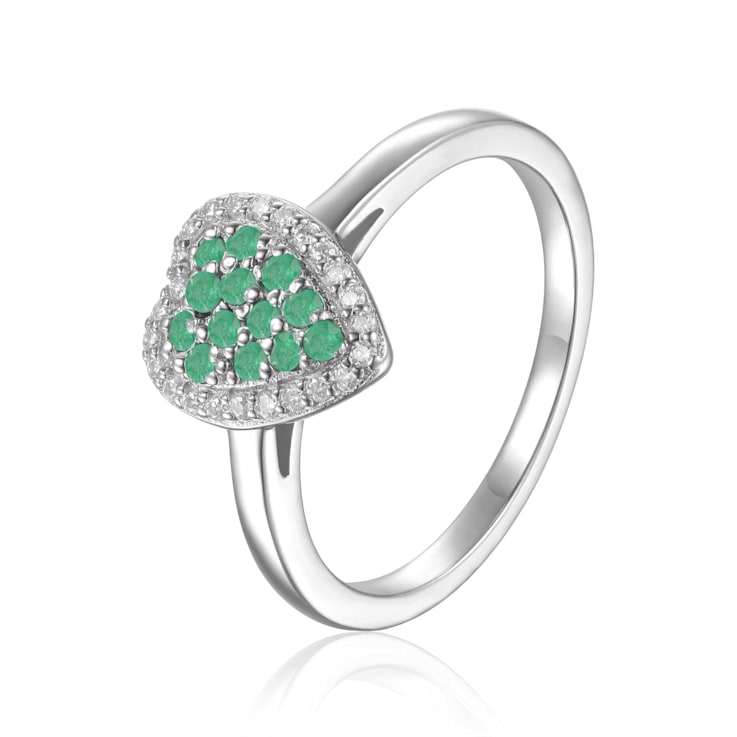 Emerald Heart Cocktail Ring in Sterling Silver