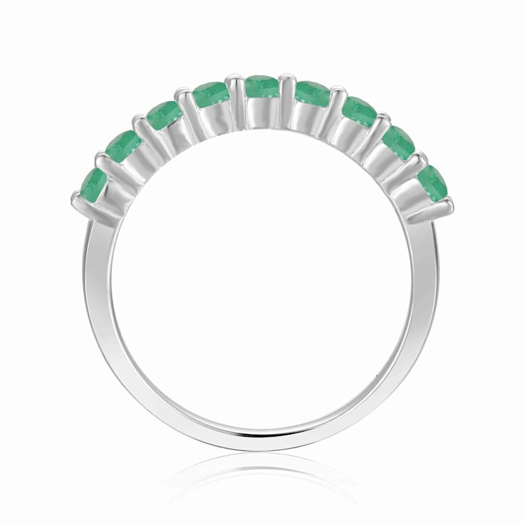Stackable Sterling Silver Round Emerald Ring