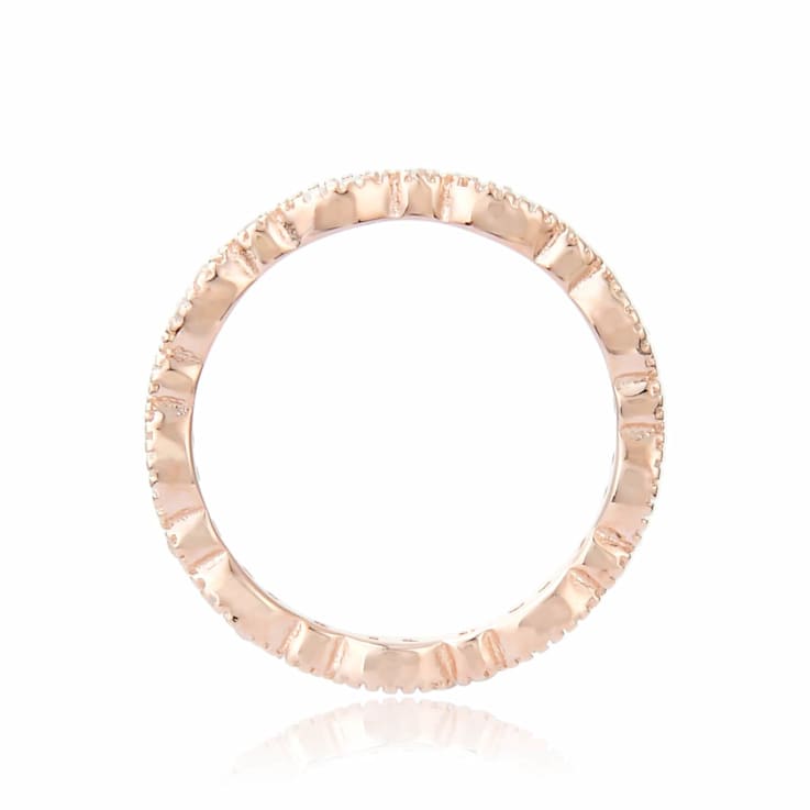 Dainty All Natural White Sapphire Round cut Rose Gold Plated Sterling
Silver Eternity Ring