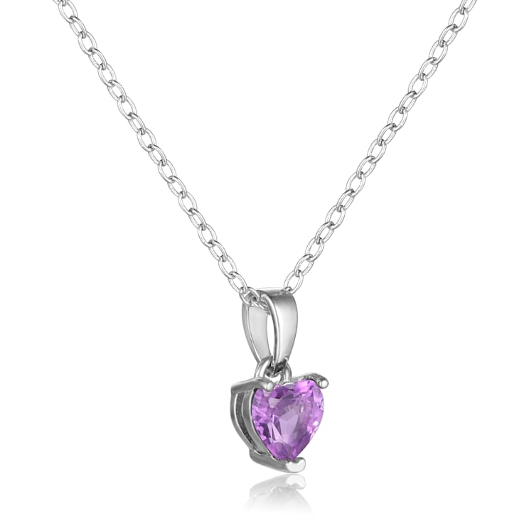 Amethyst Sterling Silver Heart Shaped Pendant With Chain