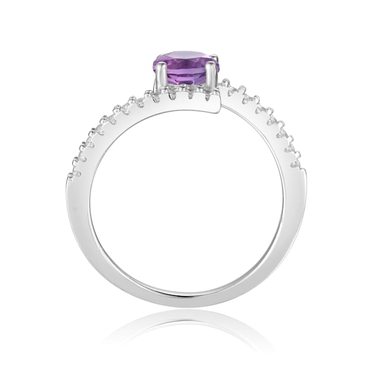 Elegant Natural Amethyst Round Shaped Ring with White Sapphire