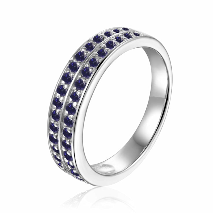 Sapphire Dual Eternity Ring in 925 Sterling Silver