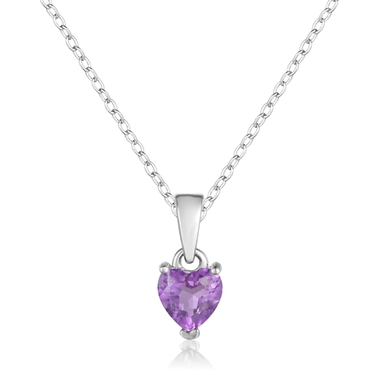 Amethyst Sterling Silver Heart Shaped Pendant With Chain