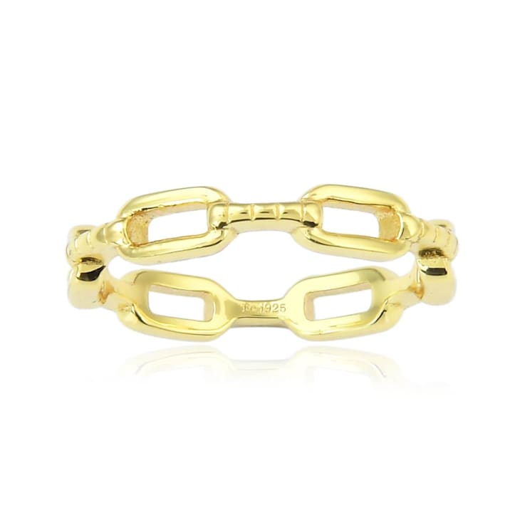 Chain Yellow Gold Plated Sterling Silver Ring